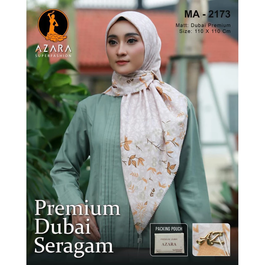 Hijab Azara motif segi empat - tampilan 3