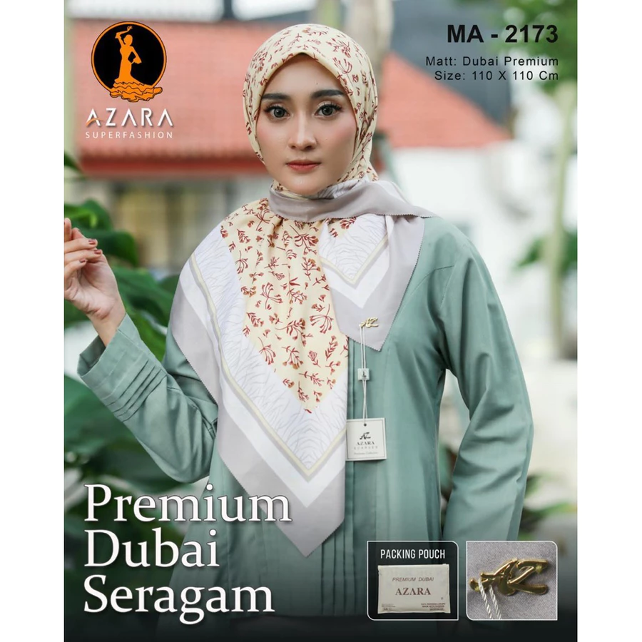 Hijab Azara motif segi empat - tampilan 4